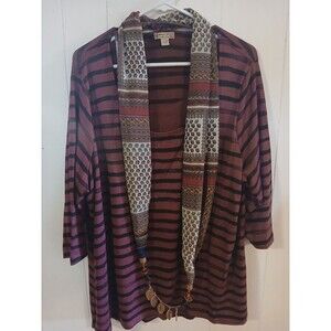 Energe Top Womens 2X  Floral Beaded Scarf  Retro  Y2K Boho Cottage Fall Winter